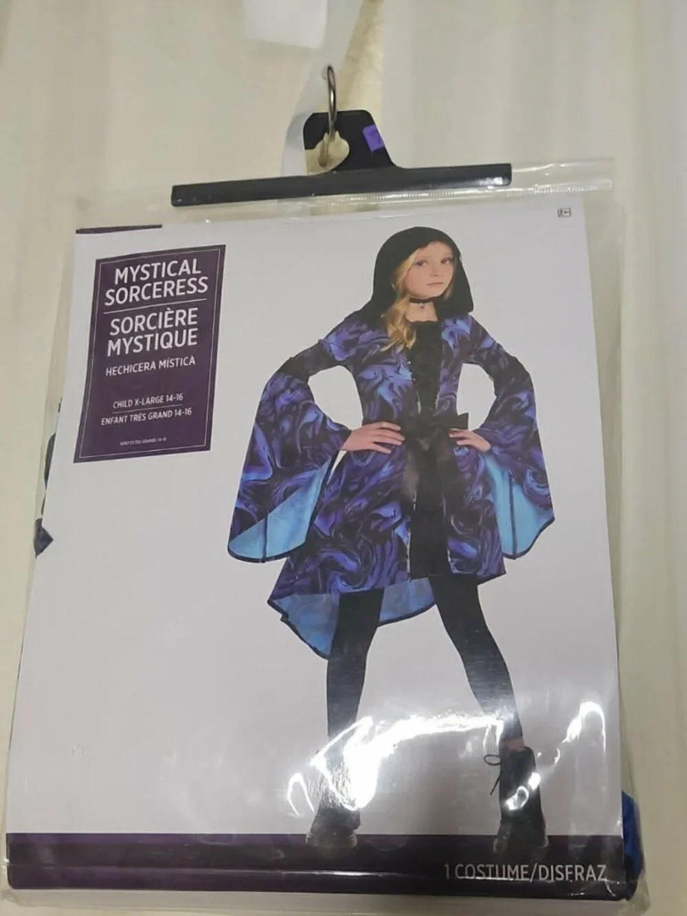 Amscan Mystical Sorceress Costume Dress Hooded Purple Blue Witch Girls XL 14-16 - Picture 5 of 5